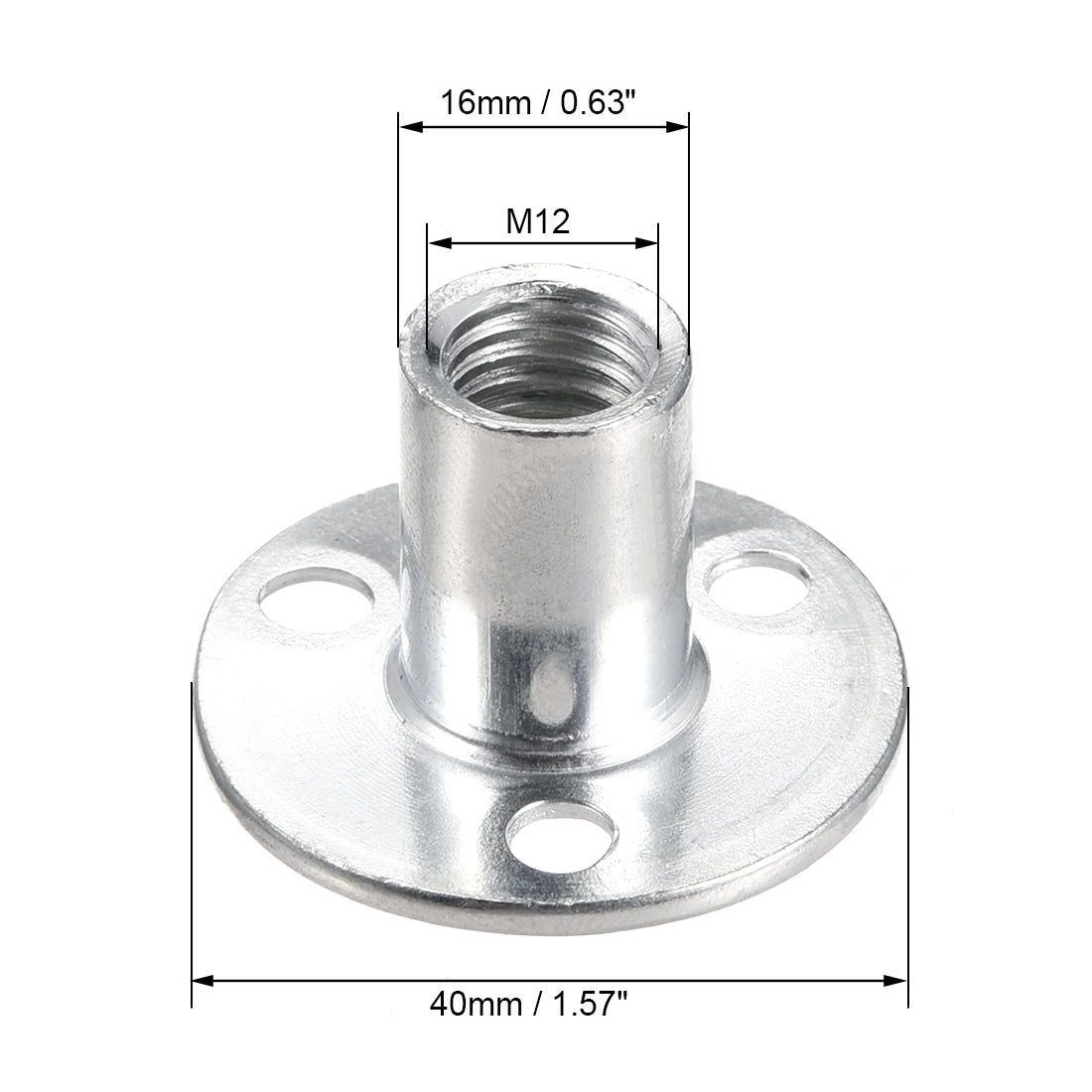 uxcell Uxcell 5Pcs M12x40x2.5mm Brad Hole Tee Nut Carbon Steel Round Base Screw-In T-Nut