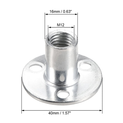 Harfington Uxcell 5Pcs M12x40x2.5mm Brad Hole Tee Nut Carbon Steel Round Base Screw-In T-Nut