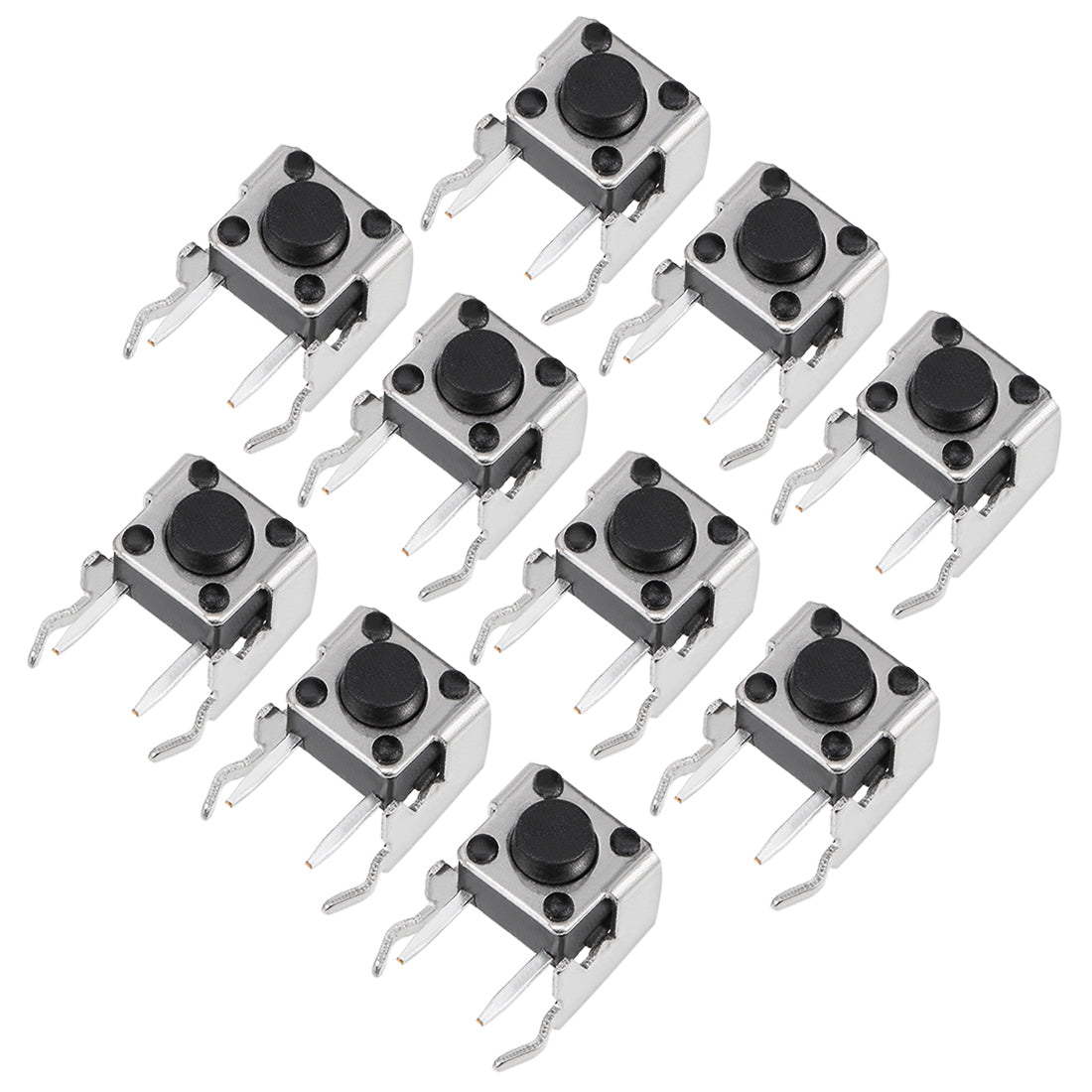 uxcell Uxcell 10Pcs Momentary PCB Side Mounting Fixed Bracket Pushbutton Push Button Tact Tactile Switch DIP 2 Terminals 6x6x5mm