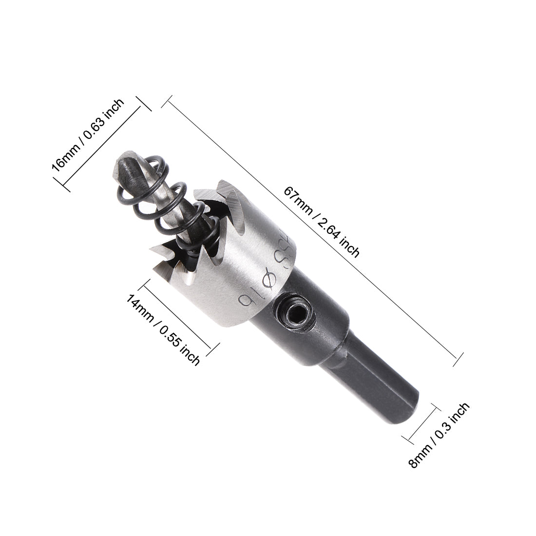 uxcell Uxcell 16mm HSS Drill Bit Hole Saw for Stainless Steel Metal Alloy Wood