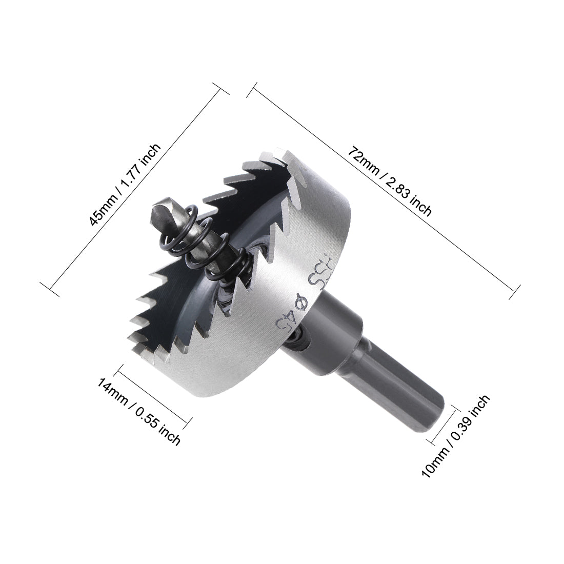 uxcell Uxcell 45mm HSS Drill Bit Hole Saw for Stainless Steel Metal Alloy Wood