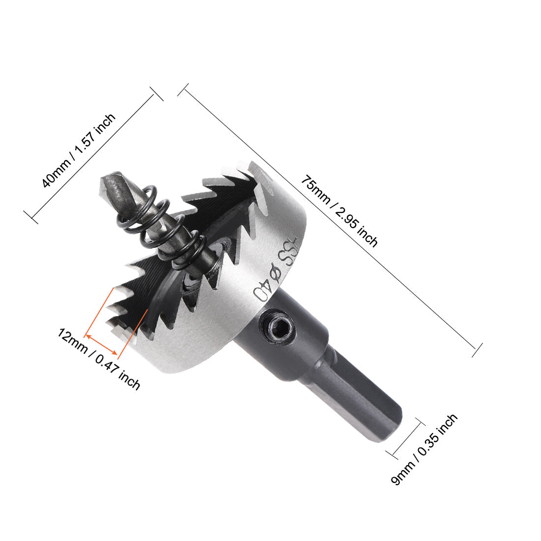 uxcell Uxcell 40mm HSS Drill Bit Hole Saw for Stainless Steel Metal Alloy Wood