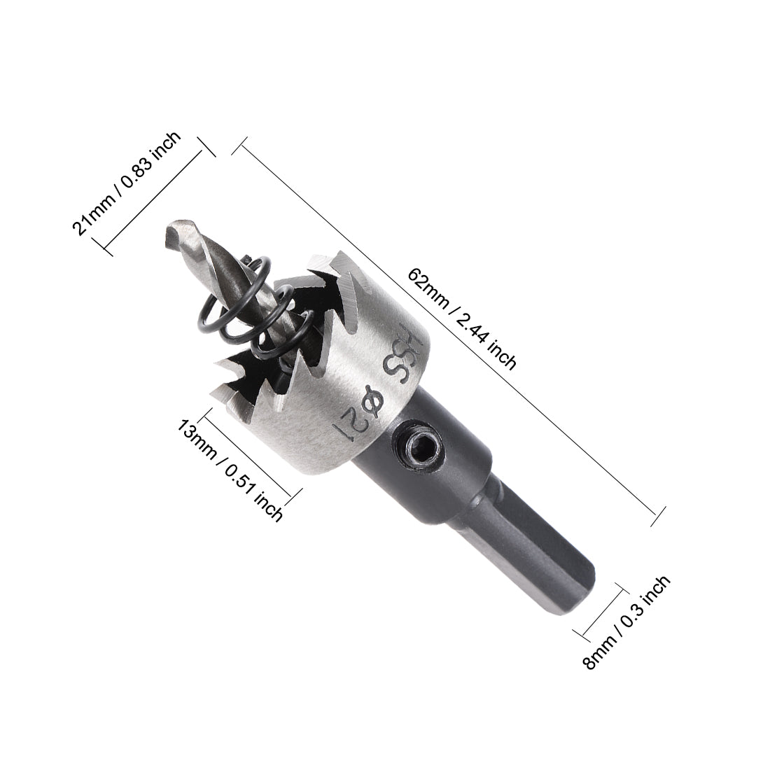 uxcell Uxcell 21mm HSS Drill Bit Hole Saw for Stainless Steel Metal Alloy Wood