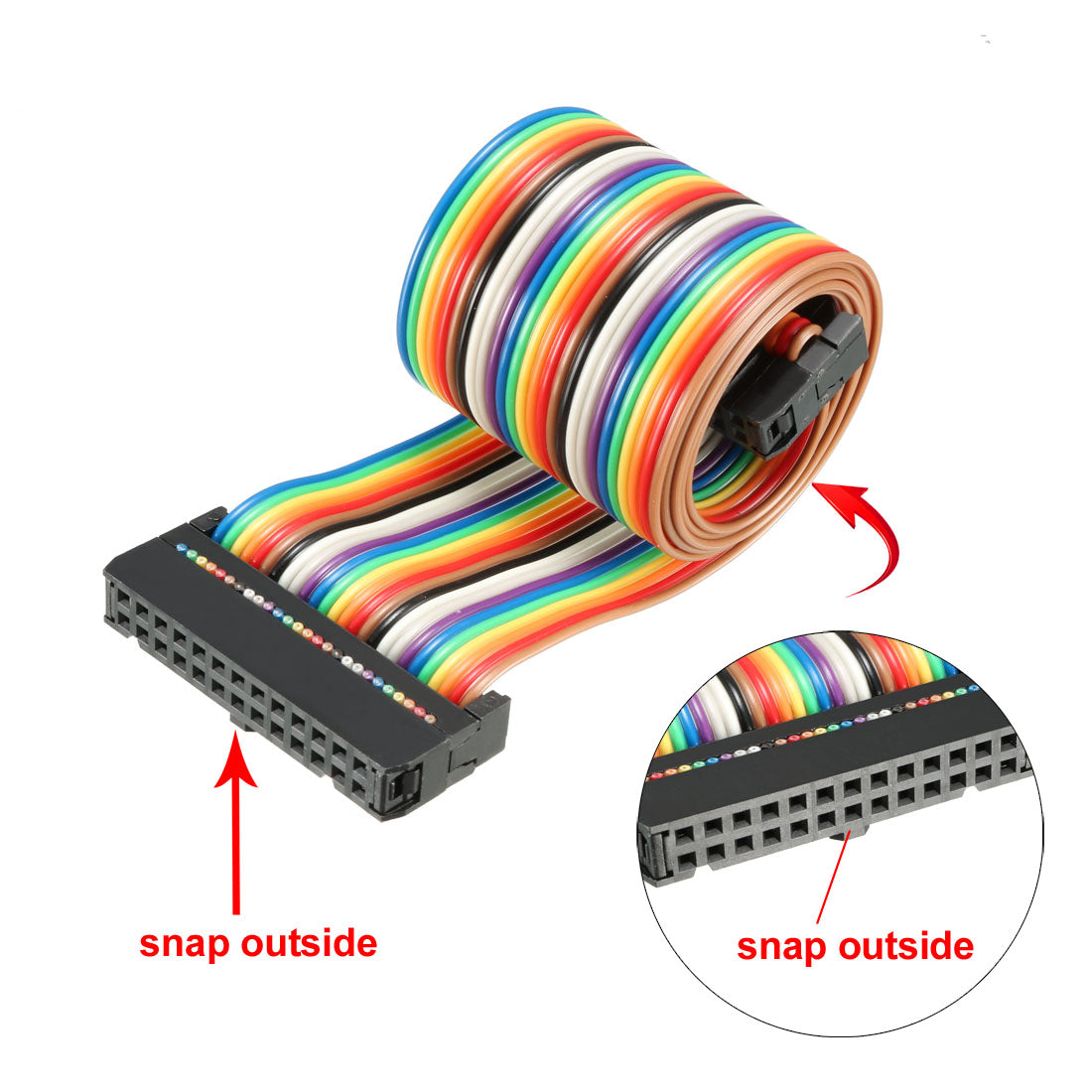 uxcell Uxcell IDC Rainbow Wire Flat Ribbon Cable 26 Pins 48cm Length 2.54mm Pitch 2pcs Type-C