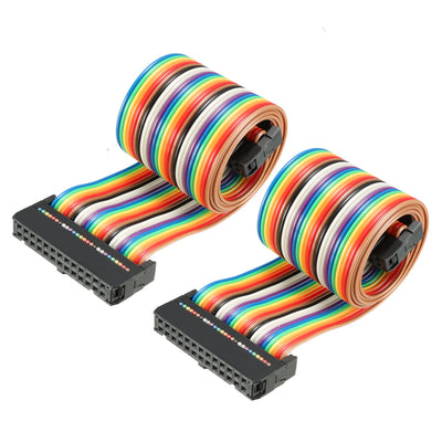 Harfington Uxcell IDC Rainbow Wire Flat Ribbon Cable 26 Pins 48cm Length 2.54mm Pitch 2pcs Type-C