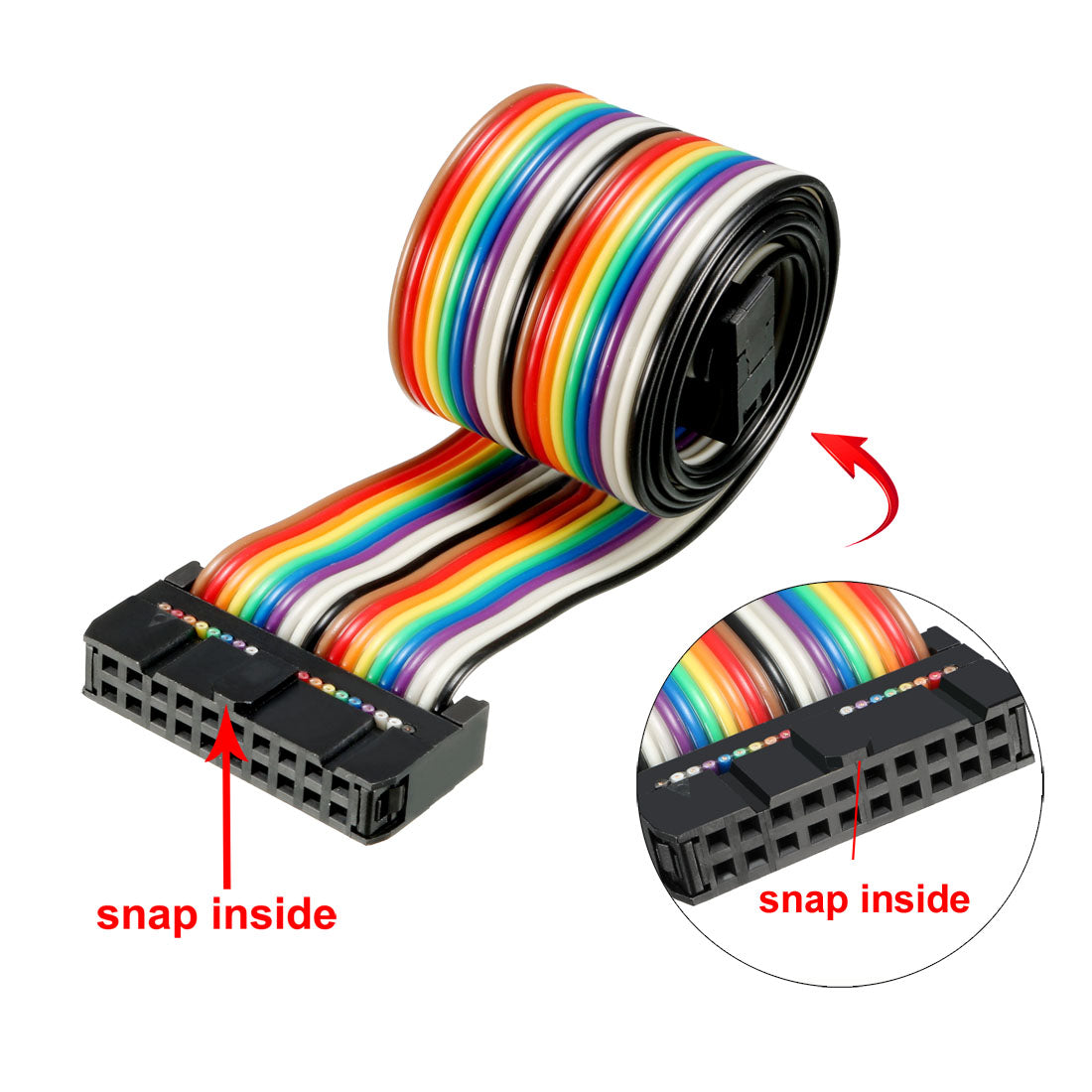 uxcell Uxcell IDC Rainbow Wire Flat Ribbon Cable 20 Pins 48cm Length 2.54mm Pitch 2pcs Type-B