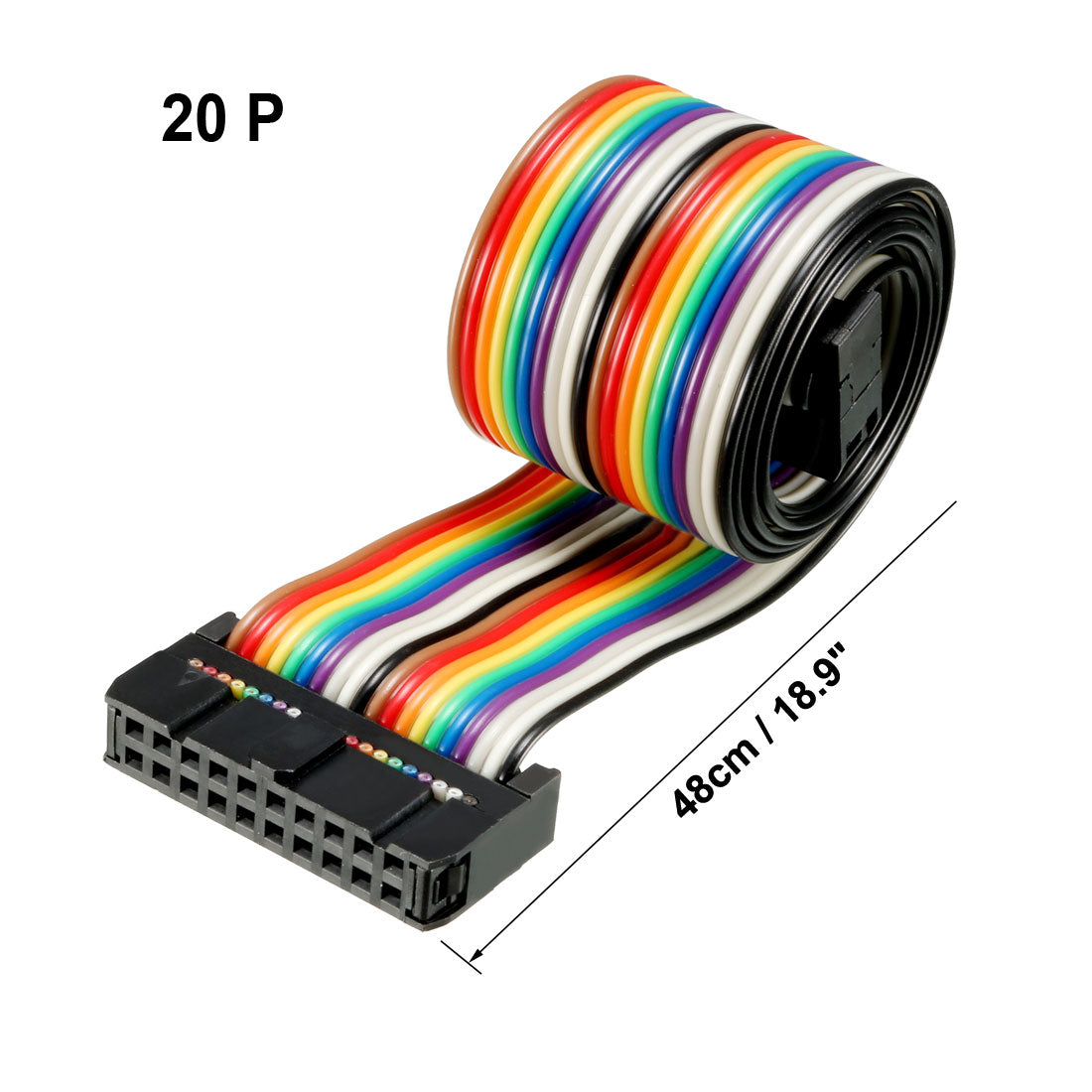 uxcell Uxcell IDC Rainbow Wire Flat Ribbon Cable 20 Pins 48cm Length 2.54mm Pitch 3pcs Type-B