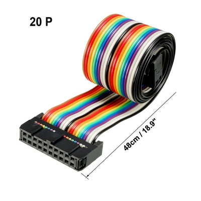 Harfington Uxcell IDC Rainbow Wire Flat Ribbon Cable 20 Pins 48cm Length 2.54mm Pitch 3pcs Type-B