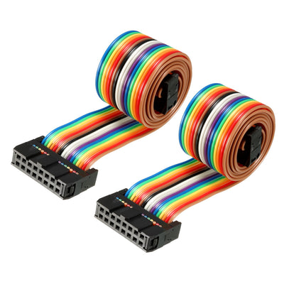 Harfington Uxcell IDC Rainbow Wire Flat Ribbon Cable 16 Pins 48cm Length 2.54mm Pitch 2pcs Type-B