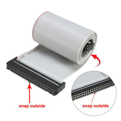 Harfington Uxcell IDC Gray Wire Flat Ribbon Cable 40 Pins 66cm Length 2.54mm Pitch Type-C