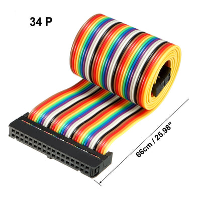 Harfington Uxcell IDC Rainbow Wire Flat Ribbon Cable 34 Pins 66cm Length 2.54mm Pitch Type-C