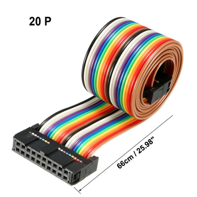 Harfington Uxcell IDC Rainbow Wire Flat Ribbon Cable 20 Pins 66cm Length 2.54mm Pitch Type-B