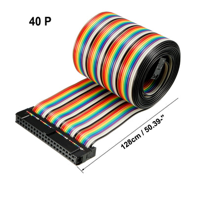 Harfington Uxcell IDC Rainbow Wire Flat Ribbon Cable 40 Pins 128cm Length 2.54mm Pitch Type-B