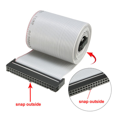 Harfington Uxcell IDC Gray Wire Flat Ribbon Cable 40 Pins 128cm Length 2.54mm Pitch Type-C