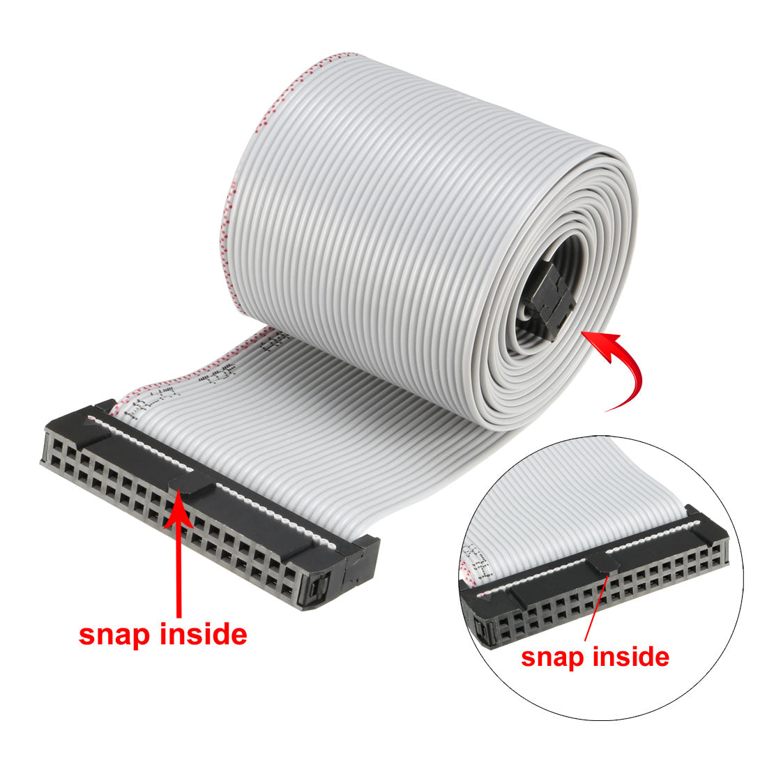 uxcell Uxcell IDC Gray Wire Flat Ribbon Cable 34 Pins 128cm Length 2.54mm Pitch Type-B