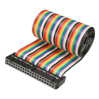 Harfington Uxcell IDC Rainbow Wire Flat Ribbon Cable 40 Pins 43cm Length 2.54mm Pitch Type-B