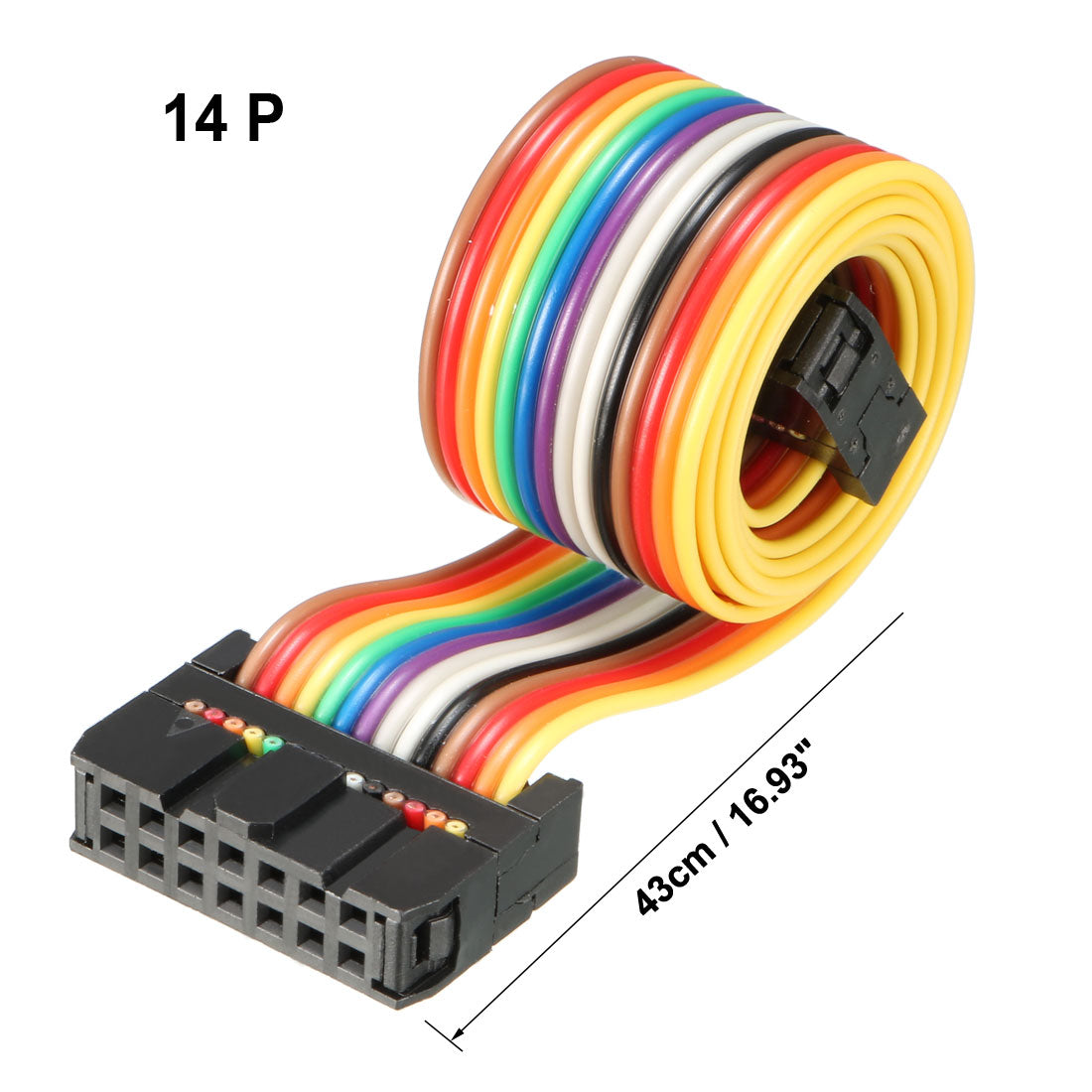 uxcell Uxcell IDC Rainbow Wire Flat Ribbon Cable 14 Pins 43cm Length 2.54mm Pitch Type-A