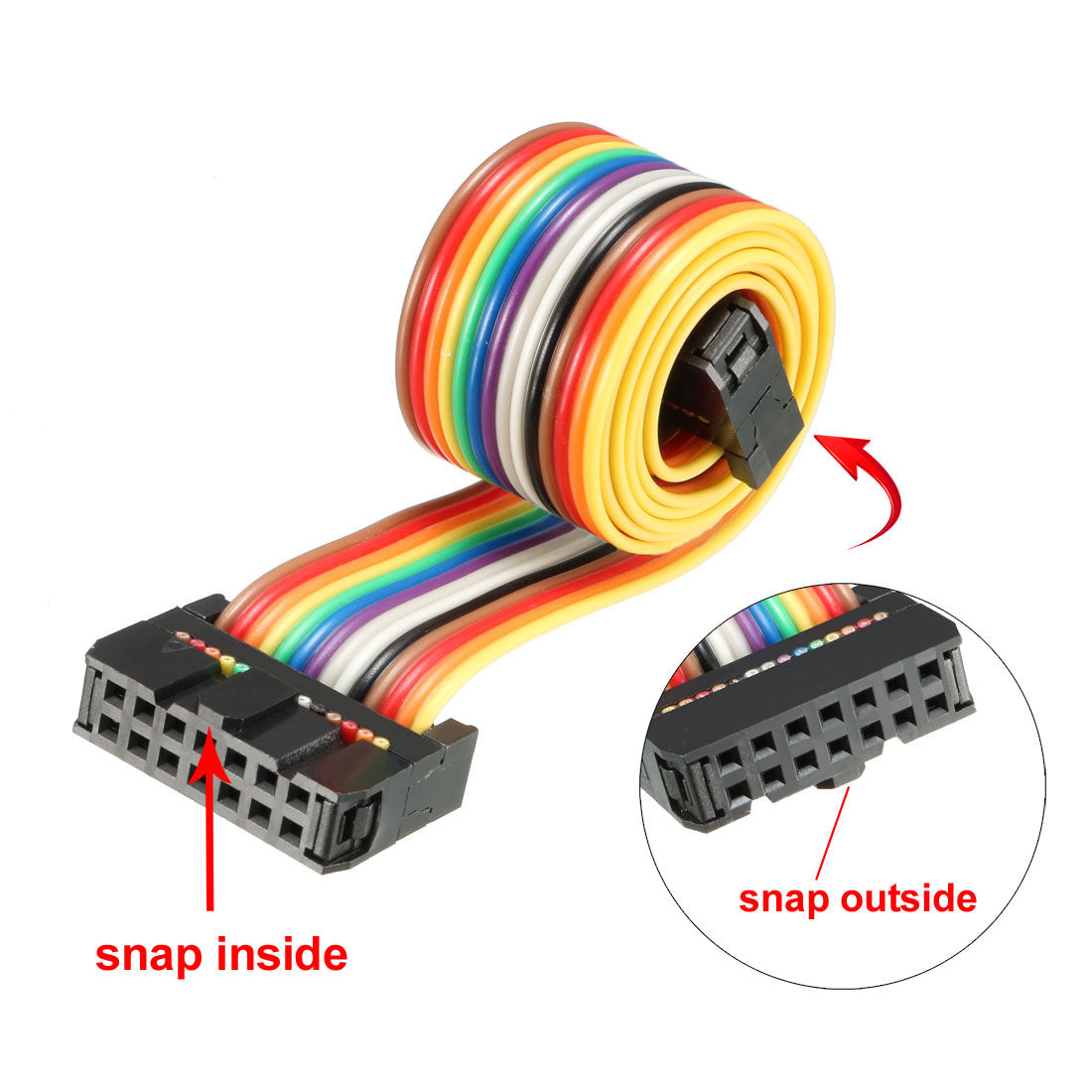 uxcell Uxcell IDC Rainbow Wire Flat Ribbon Cable 14 Pins 43cm Length 2.54mm Pitch Type-A