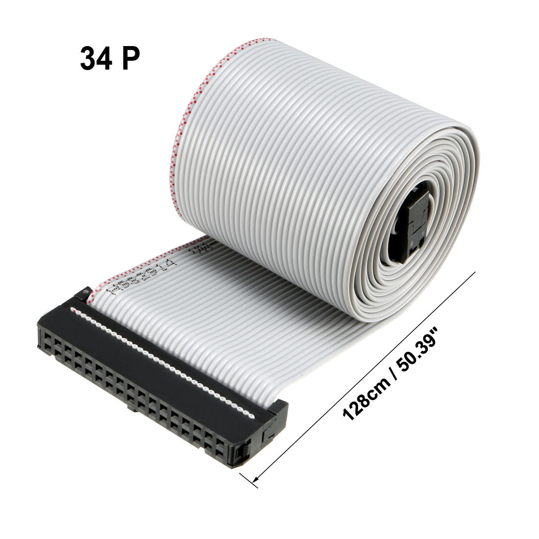 uxcell Uxcell IDC Gray Wire Flat Ribbon Cable 34 Pins 128cm Length 2.54mm Pitch Type-C