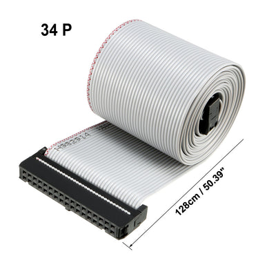 Harfington Uxcell IDC Gray Wire Flat Ribbon Cable 34 Pins 128cm Length 2.54mm Pitch Type-C