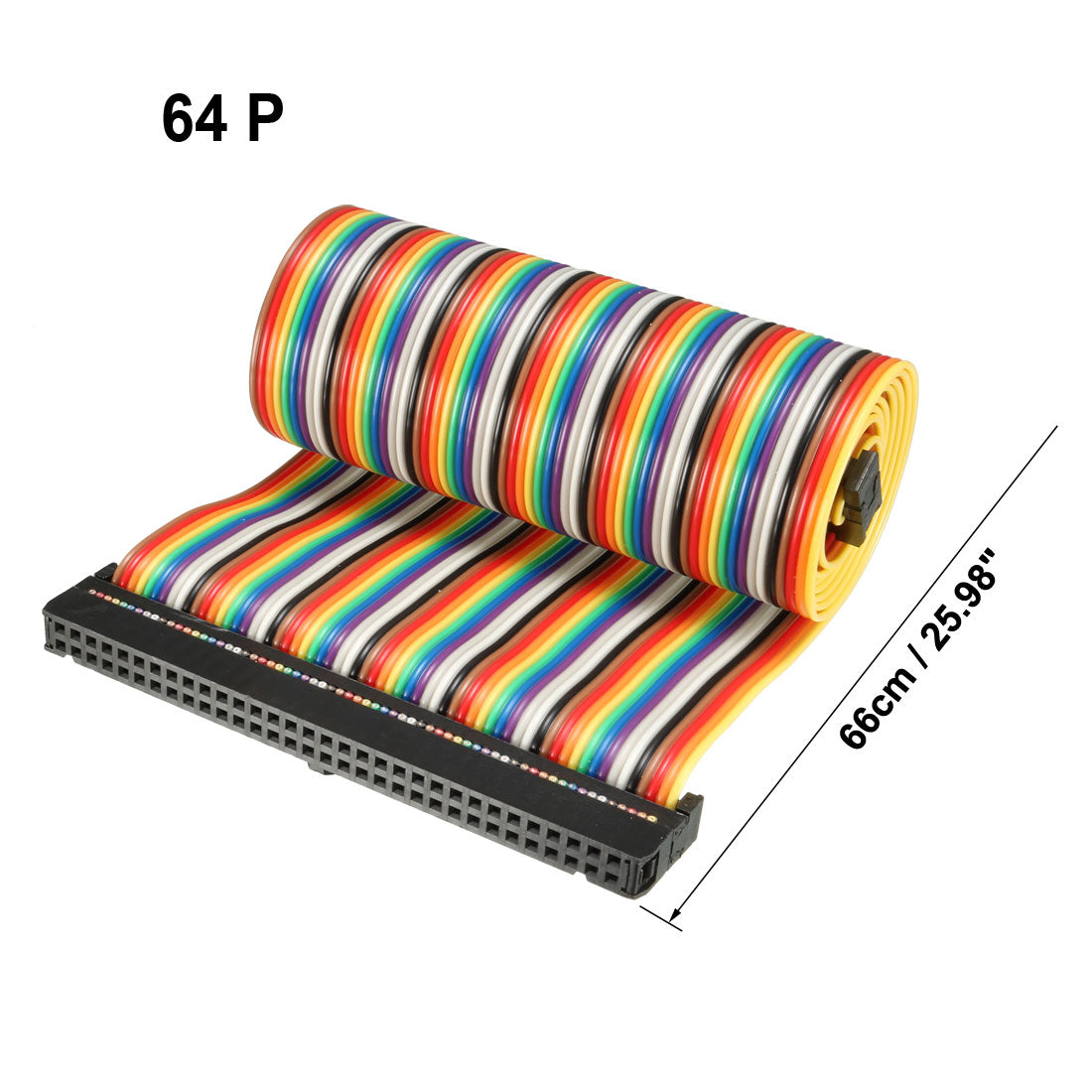 uxcell Uxcell IDC Rainbow Wire Flat Ribbon Cable 64 Pins 66cm Length 2.54mm Pitch Type-C