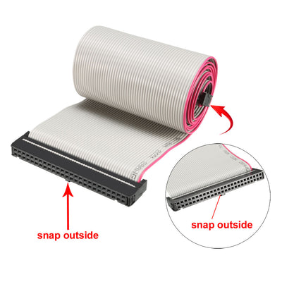 Harfington Uxcell IDC Gray Wire Flat Ribbon Cable 50 Pins 66cm Length 2.54mm Pitch Type-C