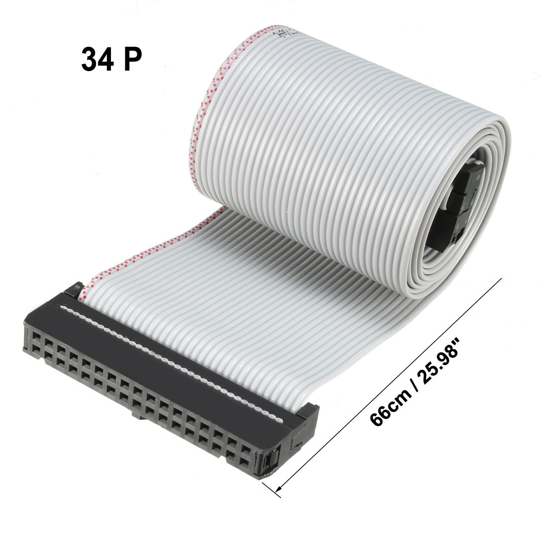 uxcell Uxcell IDC Gray Wire Flat Ribbon Cable 34 Pins 66cm Length 2.54mm Pitch 2pcs Type-C