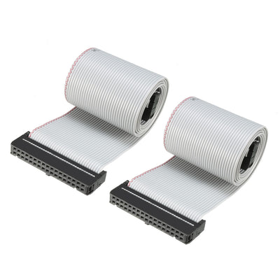 Harfington Uxcell IDC Gray Wire Flat Ribbon Cable 34 Pins 66cm Length 2.54mm Pitch 2pcs Type-C