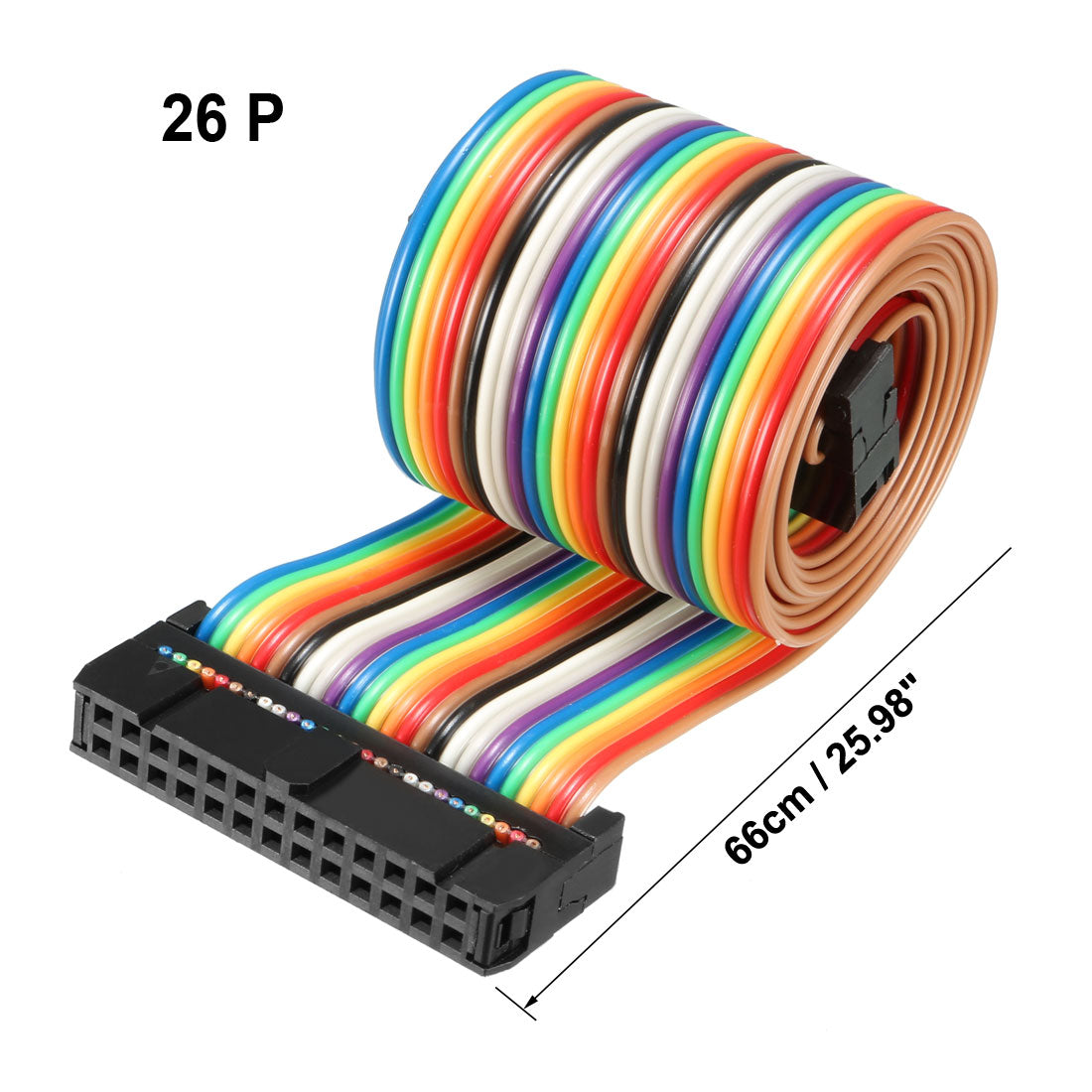 uxcell Uxcell IDC Rainbow Wire Flat Ribbon Cable 26 Pins 66cm Length 2.54mm Pitch 2pcs Type-B