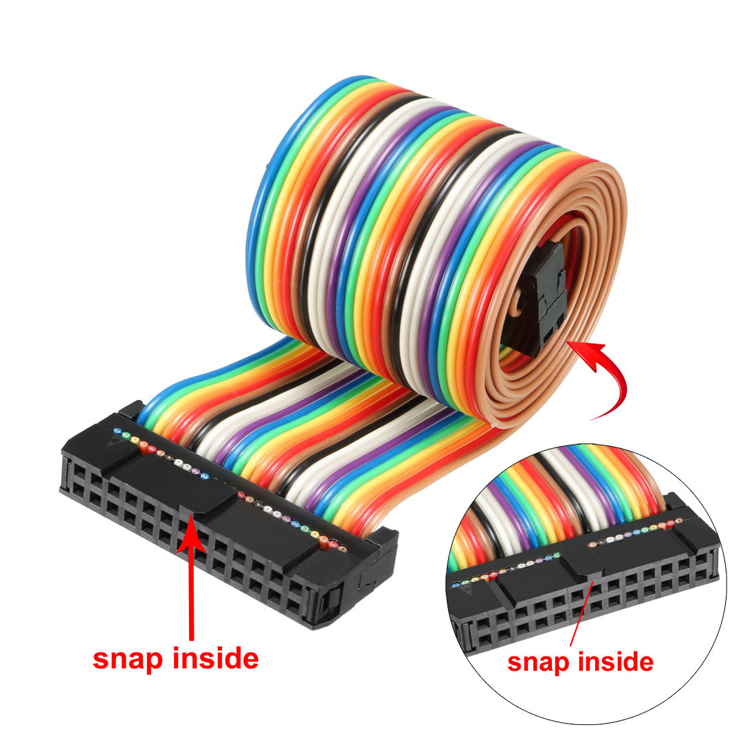 uxcell Uxcell IDC Rainbow Wire Flat Ribbon Cable 26 Pins 66cm Length 2.54mm Pitch 2pcs Type-B