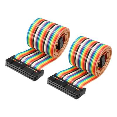 Harfington Uxcell IDC Rainbow Wire Flat Ribbon Cable 26 Pins 66cm Length 2.54mm Pitch 2pcs Type-B