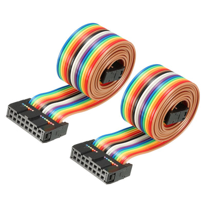 Harfington Uxcell IDC Rainbow Wire Flat Ribbon Cable 16 Pins 66cm Length 2.54mm Pitch 2pcs Type-B