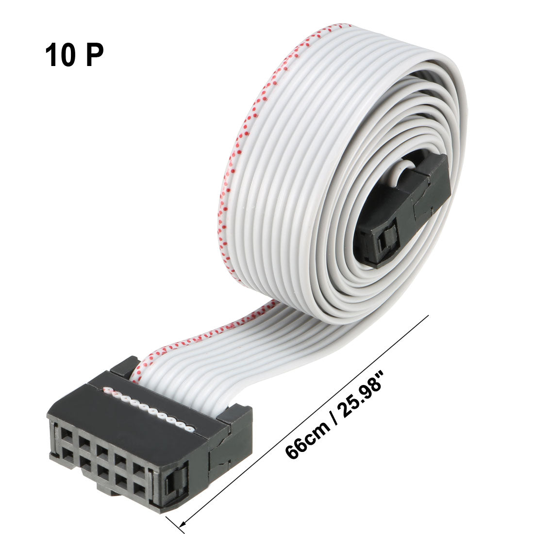 uxcell Uxcell IDC Gray Wire Flat Ribbon Cable 10 Pins 66cm Length 2.54mm Pitch 3pcs Type-C