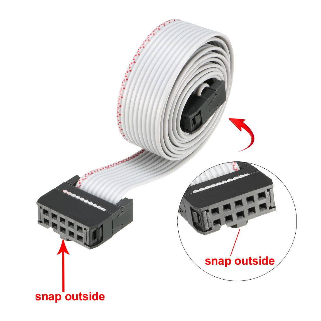 uxcell Uxcell IDC Gray Wire Flat Ribbon Cable 10 Pins 66cm Length 2.54mm Pitch 3pcs Type-C