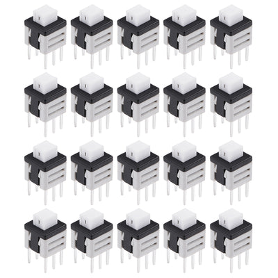 Harfington Uxcell 20Pcs 5.8x5.8x7mm PCB DIP Mounting Tact Tactile Push Button Switch Self Lock 6Pin