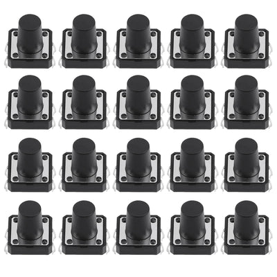 Harfington Uxcell 20Pcs 12x12x12mm Panel Mini/Micro/Small PCB Momentary Tactile Tact Push Button Switch DIP