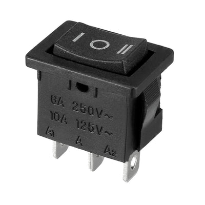 Harfington Uxcell 6A/250V 10A/125V SPST 3 Terminal 3 Position On/Off /On Boat Rocker Switch Black 21x15MM