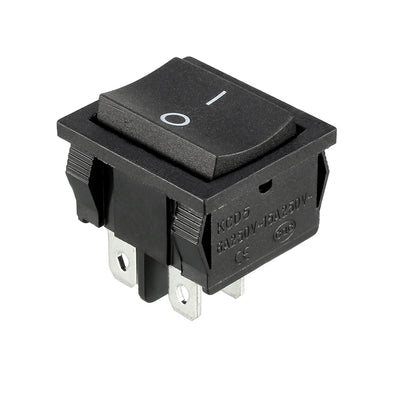 Harfington Uxcell AC 250V/15A 250V/6A SPDT 4Terminal 2 Position On/Off Boat Rocker Switch Black 21x24MM