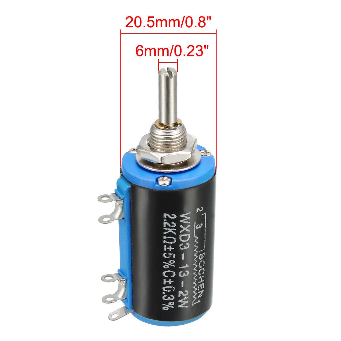 uxcell Uxcell 2.2K Ohm Adjustable Resistors Wire Wound Multi Turn Precision Potentiometer Pots 1pcs