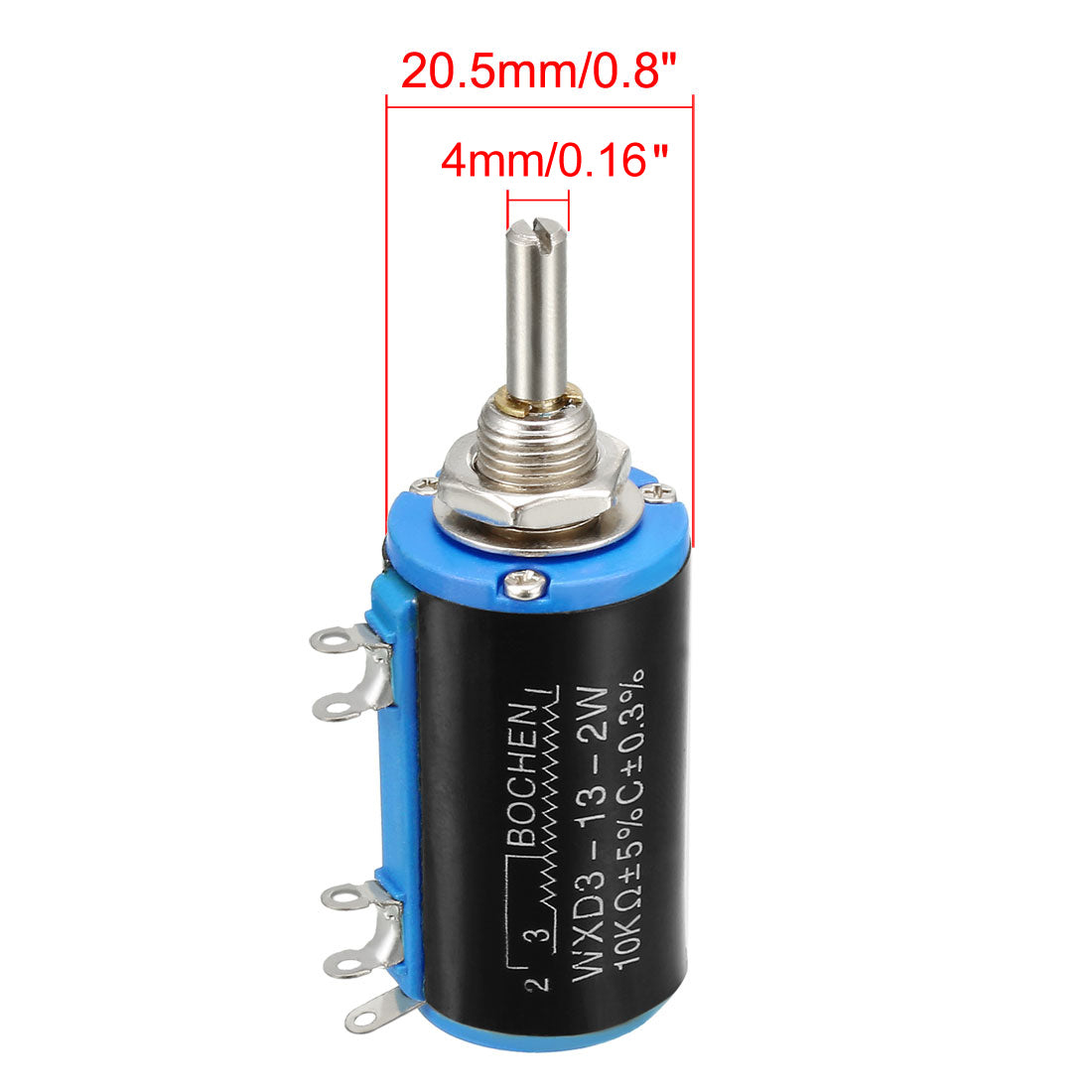 uxcell Uxcell 10K Ohm Adjustable Resistors Wire Wound Multi Turn Precision Potentiometer Pots 5pcs