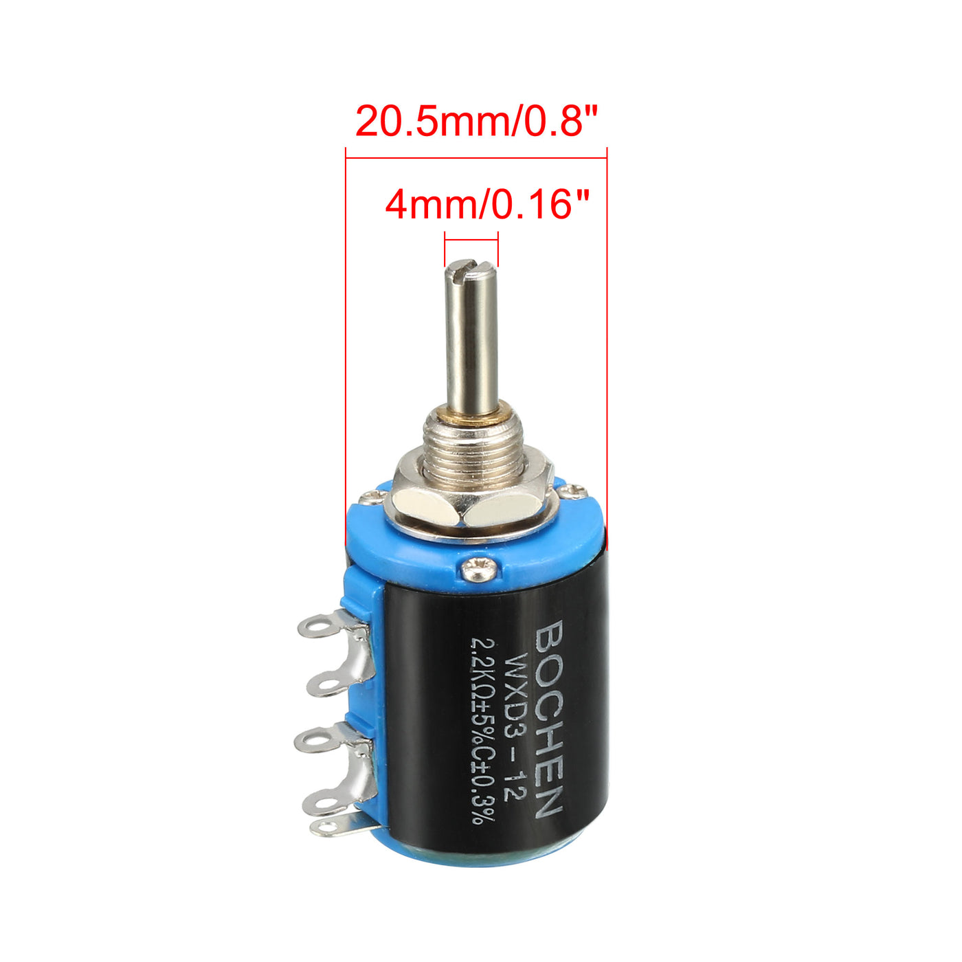 uxcell Uxcell 2.2K Ohm Adjustable Resistors Wire Wound Multi Turn Precision Potentiometer Pots 5pcs