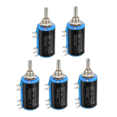 Harfington Uxcell 22K Ohm Adjustable Resistors Wire Wound Multi Turn Precision Potentiometer Pots 5pcs