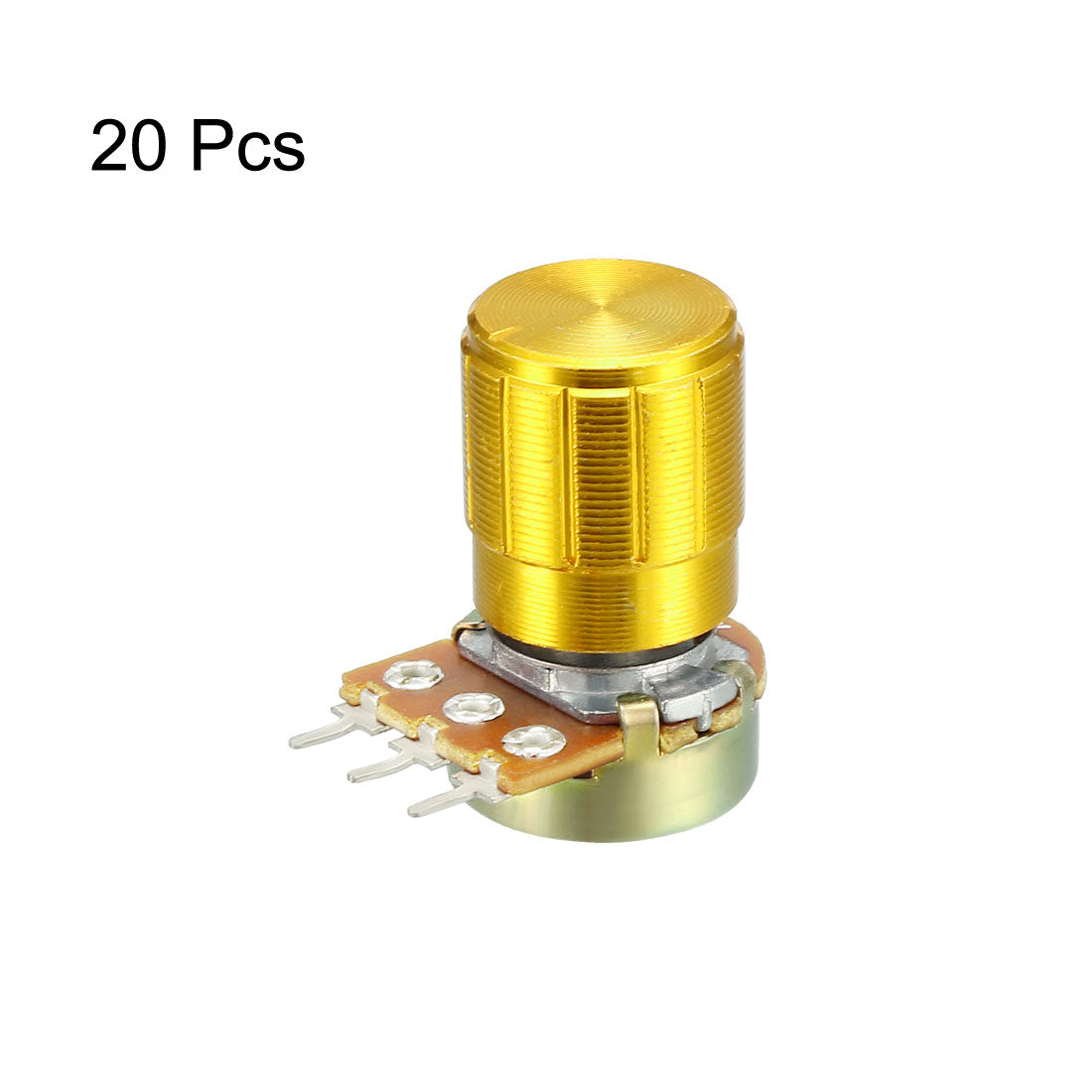 uxcell Uxcell WH148 20K Ohm Variable Resistors Single Turn Rotary Carbon Film Taper Potentiometer W Knobs 20pcs