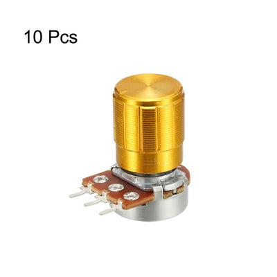 Harfington Uxcell WH148 50K Ohm Variable Resistors Single Turn Rotary Carbon Film Taper Potentiometer W Knobs 10pcs