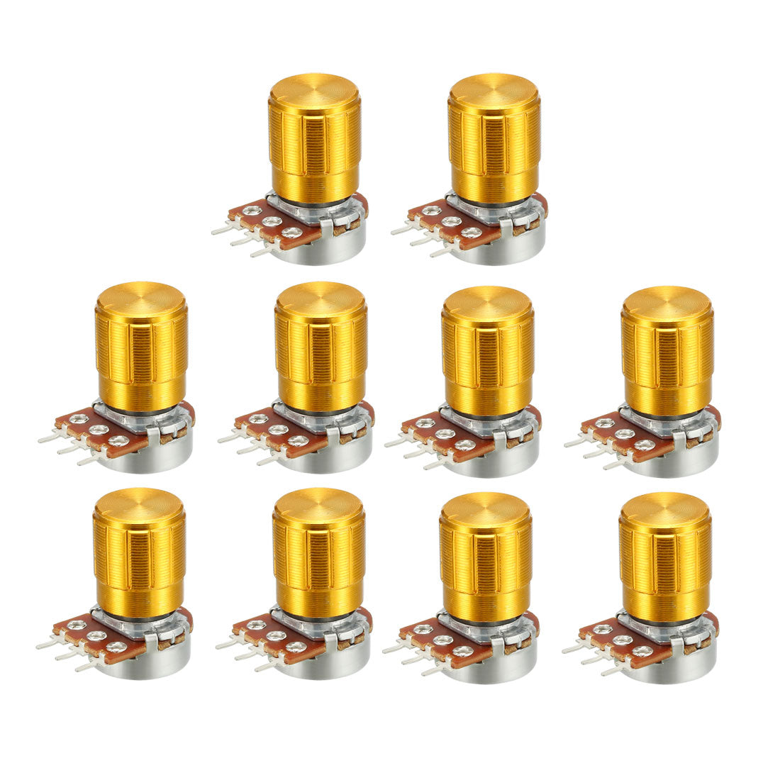 uxcell Uxcell WH148 50K Ohm Variable Resistors Single Turn Rotary Carbon Film Taper Potentiometer W Knobs 10pcs