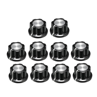 Harfington Uxcell 10Pcs 22.9x13.5mm Silver Tone Top Potentiometer Volume Control Rotary Knobs 6mm Shaft Hole