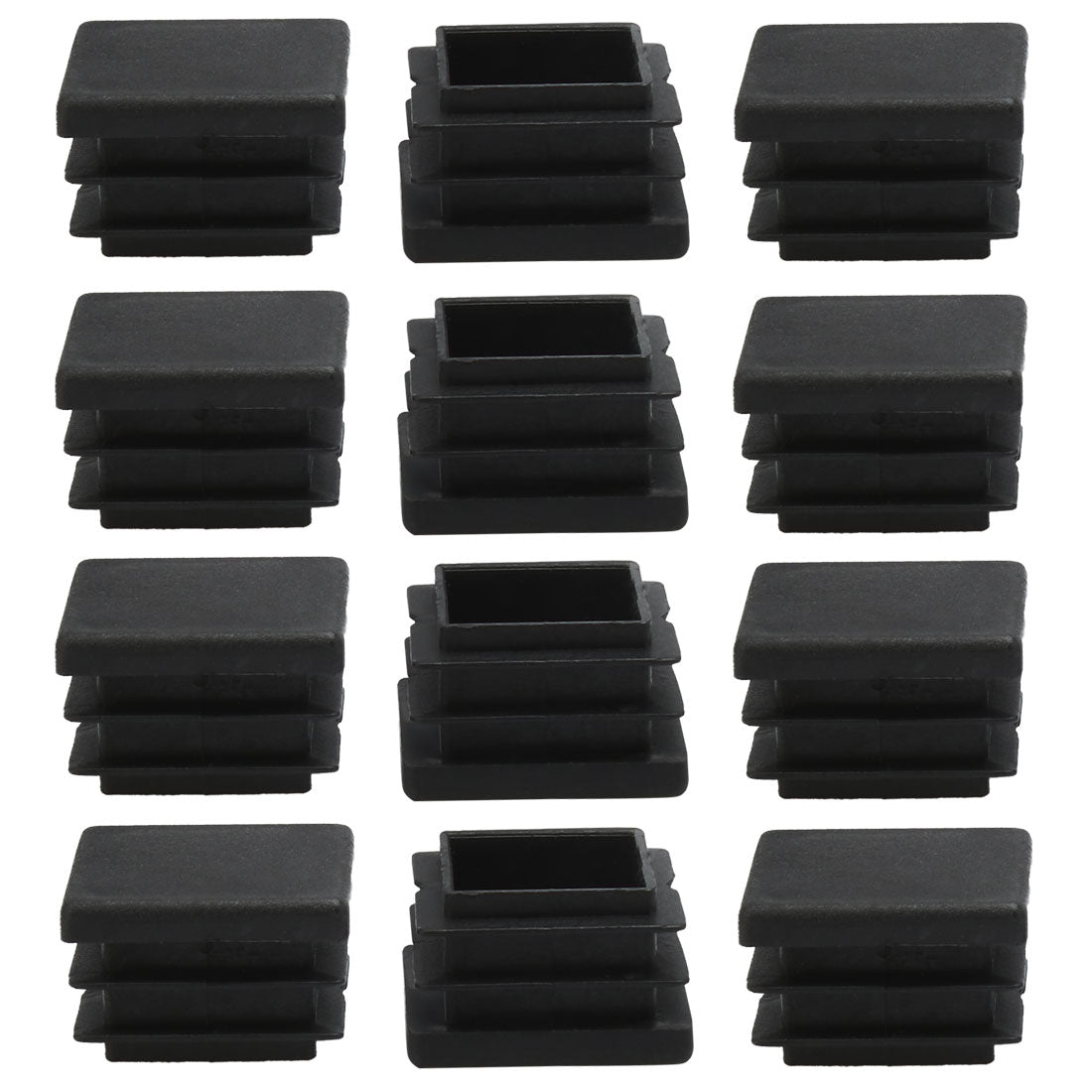 uxcell Uxcell 12pcs Plastic Square 20 x 20mm Ribbed Tube Inserts Pipe Tubing End Covers Caps Furniture Glide Chair Table Feet Floor Protector