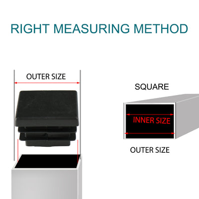 Harfington Uxcell 70pcs 20 x 20mm Plastic Square Ribbed Tube Inserts End Covers Cap, for 0.67" to 0.75" Inner Size, Furniture Table Couch Feet Floor Protector