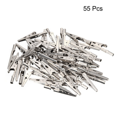 Harfington Uxcell 55 Pcs 10A Nickel Coated Crocodile Alligator Test Clips Clamps Silver