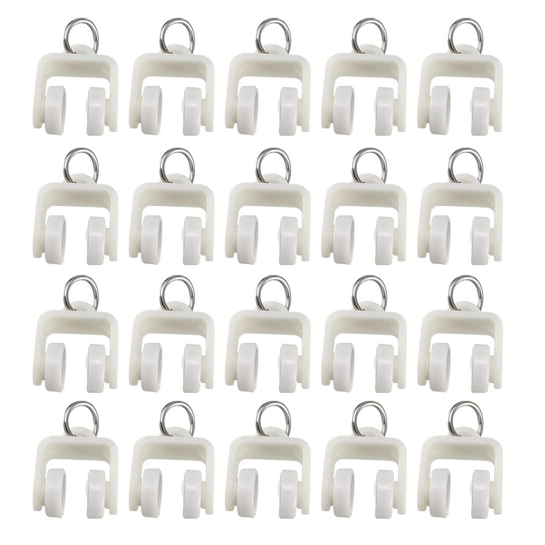 uxcell Uxcell Curtain Track  Plastic Twin Wheeled Carriers Drapery Rail Sliding Glider for Windows Shower Curtain Tracks 13mm Dia 50 Pcs